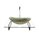 Kit Cuba Vidro Oval Champanhe Tampo 60Cm Incolor E Suporte