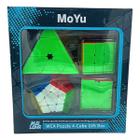 Kit Cubo Mágico Moyu Pyraminx + Megaminx + Skewb + Square-1 Profissional sem adesivo