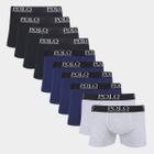 Kit Cueca Boxer Polo London Club Elástico Estampado 10 Peças