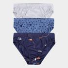 Kit Cueca Slip Infantil Brandili Lisa + Estampada 3 Peças