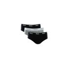 Kit cueca slip masculina 88% algodão 010.04 - mash - preto/cinza mescla/p