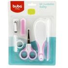 Kit cuidados Buba Higiene Bebê Rosa, Tesoura, Cortador, Pente, Escova