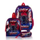 Kit Dark Spider Escolar Mochila lancheira e estojo