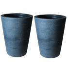 Kit de 2 vasos coluna de planta decorativo grafiato de luxo em polietileno com Proteção UV 58x36 - MSPAISAGISMO