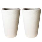 Kit de 2 vasos coluna para planta decorativo grafiato de luxo em polietileno 28x23