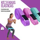 Kit de 3 Faixas Elásticas para Exercícios com 3 Níveis de Resistência Academia Treino em Casa Pilates Yoga Educação Física