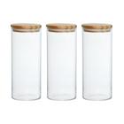 Kit de 3 potes de vidro hermético com tampa de bambu 1,2l - HAUSKRAFT