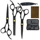 Kit De 3 Tesouras Corte Barbeiro Navalha Profissional Preto