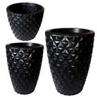 Kit de 3 vasos para planta decorativo diamante 3D em polietileno