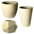 Kit de 3 vasos para planta decorativo grafiato de luxo em polietileno