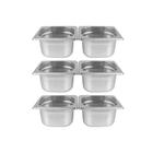 Kit de 6 Cubas Gastronômicas S/Tampa Buffet Inox 1/6 150mm - Zepper