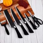 Kit de 6 Facas Churrasco Inox Cozinha Antiaderente