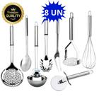 Kit De 8 Utensílios De Cozinha 100% Inox Talheres para sua cozinha ou presente