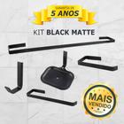 Kit de Acessórios para Banheiro Quadrado 5 Peças PRETO FOSCO (Com Saboneteira) Cód. 8950