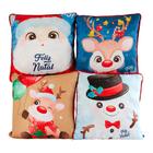 Kit de Almofadas Cheias Natalina Boneco de Neve Azul 04 Peças - Decoração Natal Fim de Ano