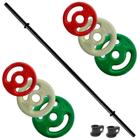 Kit De Anilhas Emborrachadas 12 Kg + Barra Polipump 1,30m - SEPO