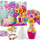 Kit de artesanato Klever Kits Button Flower com 2 vasos para crianças a partir de 6 anos