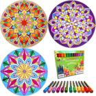 Kit de artesanato Life of Colour Mandala Painting com 3 pranchas e canetas