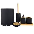 Kit De Banheiro Completo Sofisticado Detalhes em Bambu 6pcs