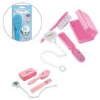 Kit de banho luxo para bebê 4 peças com escova e pente para cabelo , saboneteira e prendedor de chupeta perfeito para presentear