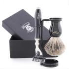 Kit de barbear Haryali London 3 Edge Safety Razor com escova e suporte