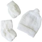 Kit de bebê recém nascido de lã 3 peças gorro, luva, meia