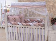 Kit  de berço americano trançado com trança inteira de 3 metros 100 algodão menino e menina