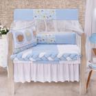 Kit de Berço Completo 09 Peças Safari Azul Enxoval De Bebê Anti Alérgico Bichinhos Fofos