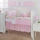 Kit de berço quarto de bebe bordado completo doce nuvem com mosquiteiro e saia algodão com 12 pçs