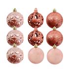 Kit De Bolas De Natal Luxo Rose Mistas 6CM Para Árvore Natalina - Pendentes Decoração Bolinhas