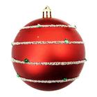 Kit De Bolas De Natal Vermelha 8CM Com Bordas Glitter Para Arvore De Natal - Bolinhas Personalizada