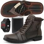 Kit de Bota Casual Masculino com Relógio Digital + Chinelo + Carteira