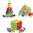 Kit De Brinquedos Para Bebê Girafa + Cubo + Cubinhos - Mercotoys