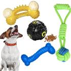 Kit de Brinquedos para Cachorros 4 mordedor Pet Bola interativa osso nylon bola corda