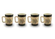 Kit De Canecas Cerâmica Coffee To Go 300ml 4 Peças Foco Mondoceram