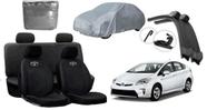 Kit de Capa de Couro + Capa de Cobrir e Limpador de Parabrisa para Prius 10-21