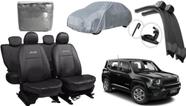 Kit de Capa de Couro Jeep Renegade 2020 a 2025 + Capa de Cobertura e Limpador de Parabrisa Premium - Aero Print