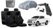 Kit de Capa de Couro para Hilux 13-16 + Capa de Cobrir e Limpador de Parabrisa