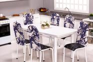 Kit de Capas de Cadeira Tubular de Cozinha Decora e Renova Malha Gel 4 Peças Estampa 6 Floral Bege e Azul Marinho