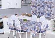 Kit de Capas de Cadeira Tubular de Cozinha Decora e Renova Malha Gel 6 Peças Estampa Bule Azul