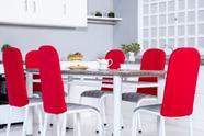 Kit de Capas de Cadeira Tubular de Cozinha para Decorar e Renovar Malha Gel 6 Peças Vermelha
