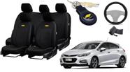 Kit de Capas de Couro de Designer para Cruze 2021 - Couro Impermeável + Chaveiro + Capa de Volante