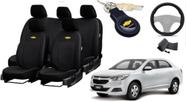 Kit de Capas de Couro de Luxo para Cobalt 2020 - Couro Impermeável + Chaveiro + Capa de Volante