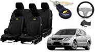 Kit de Capas de Couro de Luxo para Vectra 2006 - Couro Impermeável + Chaveiro + Capa de Volante - Aero Print