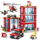 Kit de Construção MKMimo City - Estação de Bombeiros com Caminhão e Helicóptero