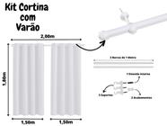 Kit De Cortina Com Suporte Varão Incluso 3x1,80 Branco Prime