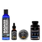 Kit de crescimento de barba Badass Beard Care com óleo, bálsamo, cera e sabonete