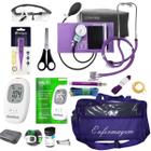 Kit De Enfermagem Roxo Com Esfigmomanômetro E Estetoscópio