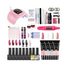 Kit de Extensão de Unhas em Gel UV/LED - Manicure Profissional com Base e Esmalte