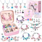 Kit de fabricação de pulseiras Charm CORALMEE com caixa de joias inicial 77 unidades